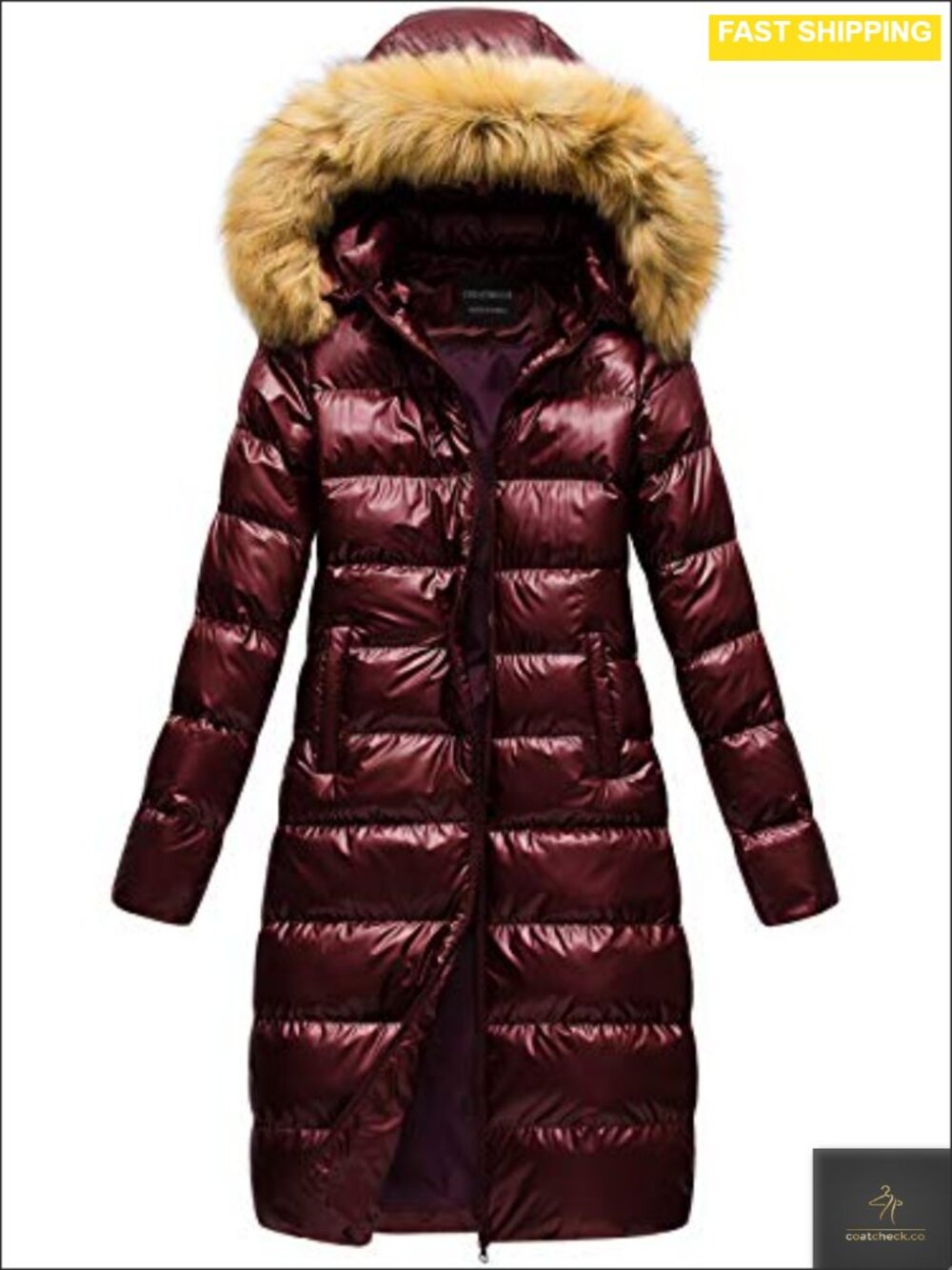 Women's Long Faux Fur Hooded Puffer Coat Warm Winter Jacket Slim Fit